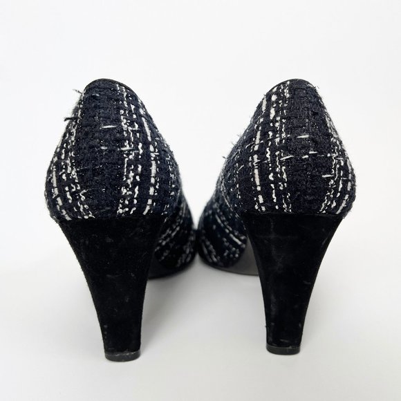 Stuart Weitzman Tweed Leather Mary Jane Pump High Heel Feminine Preppy Academia - Picture 6 of 8